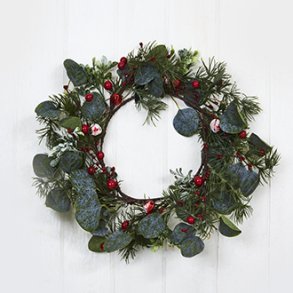 VAKKER KRANS MED RDE BR OG BJELLER,  36 CM