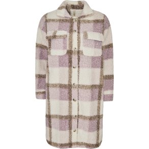 STILIG LANG JAKKE, RUTETE, ROSA