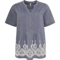 DELIKAT BOMULLS BLUSE, BL� MED M�NSTER