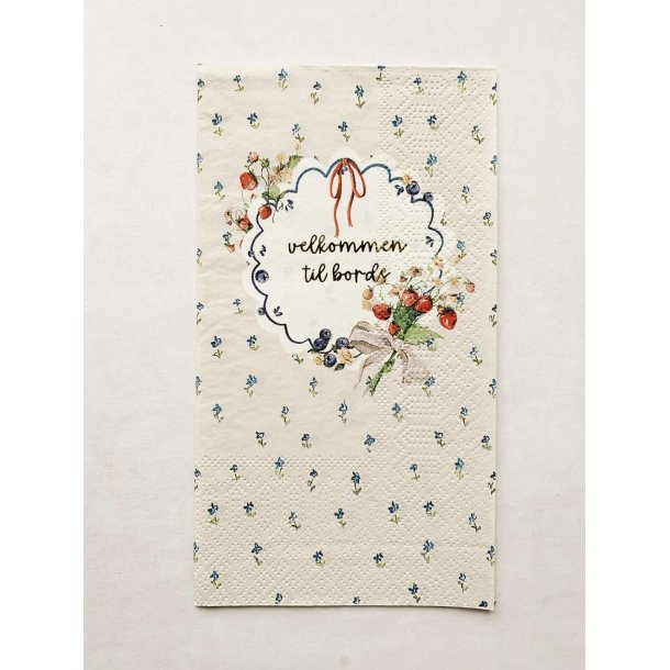 VAKKER BUFFET SERVIETT , SM�BLOMSTRET MED B�R, 33 X 40 CM