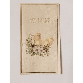 VAKKER BUFFET SERVIETT MED PSKE KYLLINGER OG TEKST, 33 X 40 CM