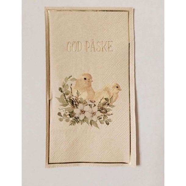 VAKKER BUFFET SERVIETT MED PSKE KYLLINGER OG TEKST, 33 X 40 CM