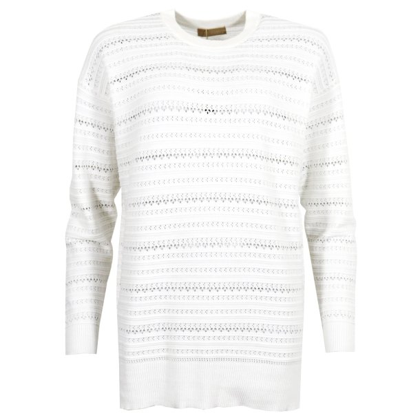 NYDELIG GENSER MED M�NSTERSTRIKK, VISCOSE BLANDING, OFFWHITE