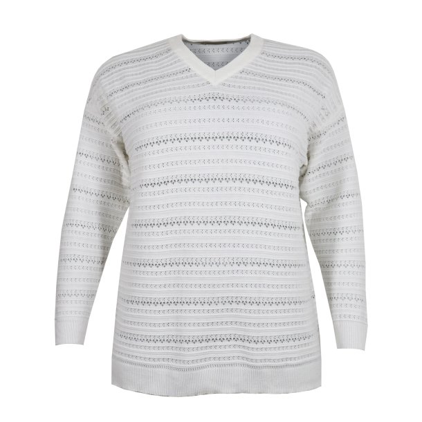 NYDELIG LANG GENSER I BOMULL MED HULLM�NSTER OG V-HALS, OFFWHITE