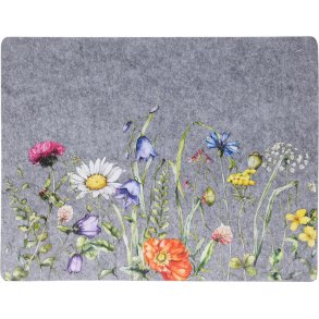 NYDELIG SOMMERBRIKKE I FILT MED MARKBLOMSTER, GR, 45 X 35 CM