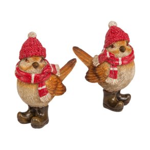 KOSELIG FUGL MED LUE, SKJERF OG STVLER, H 9 CM