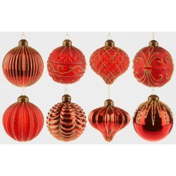 NYDELIG JULERD GLASSKULE MED GULLDEKOR, 8 CM