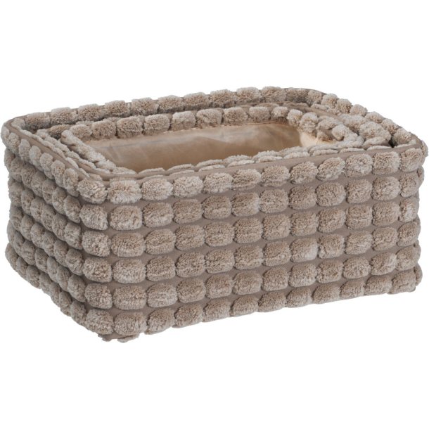 LEKKERT KURVSETT I  "PELS", 3 stk.  20 x 14 x 10 CM,  24 x 16 x 11 CM,  26 x 21 x 12 CM,  BEIGE
