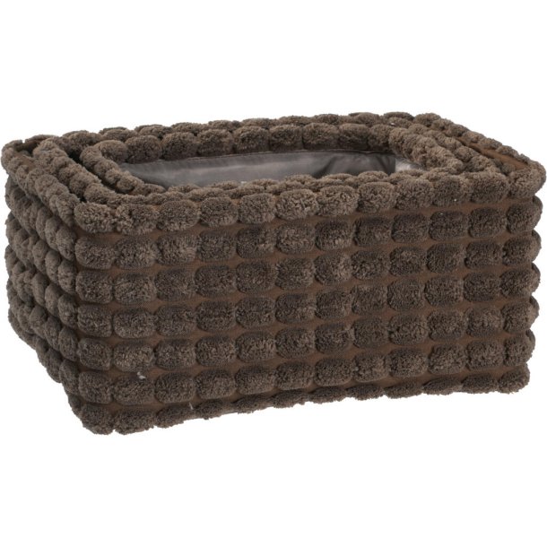 LEKKERT KURVSETT I  "PELS", 3 stk.  20 x 14 x 10 CM,  24 x 16 x 11  CM,  26 x 21 x 12 CM,  M�RK BRUN