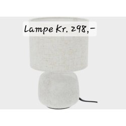 NYDELIG KERAMIKK LAMPE, OFFWHITE MED SKJERM, H 21,5 CM