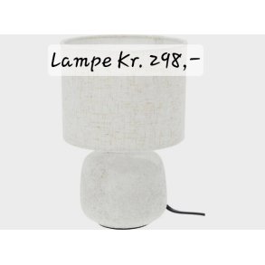 NYDELIG KERAMIKK LAMPE, OFFWHITE MED SKJERM, H 21,5 CM