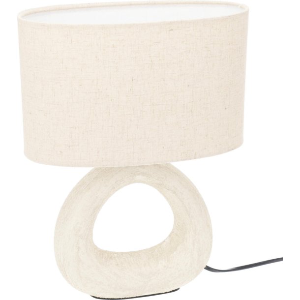 NYDELIG KERAMIKK LAMPE, LYS BEIGE MED SKJERM, H 35,5CM