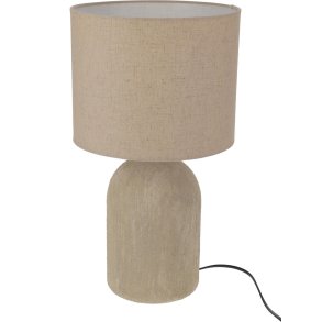 NYDELIG KERAMIKK LAMPE, SANDFARGET MED SKJERM, H 45,5CM