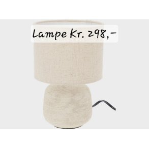 NYDELIG KERAMIKK LAMPE, SANDFARGET MED SKJERM, H 21,5 CM
