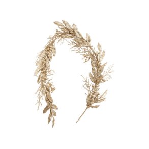 NYDELIG GIRLANDER, CHAMPAGNEFARGET MED GLITTER OG BLADER, 1,5 METER