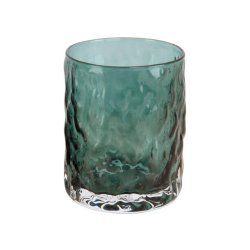 LEKKERT LYSGLASS, B�LGET, 7,5 X 9,5 CM, PETROL