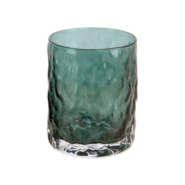 LEKKERT LYSGLASS, BLGET, 7,5 X 9,5 CM, PETROL