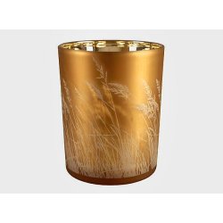 LEKKERT LYSGLASS, GULLFARGET MED STR�M�NSTER, 9 x 13CM