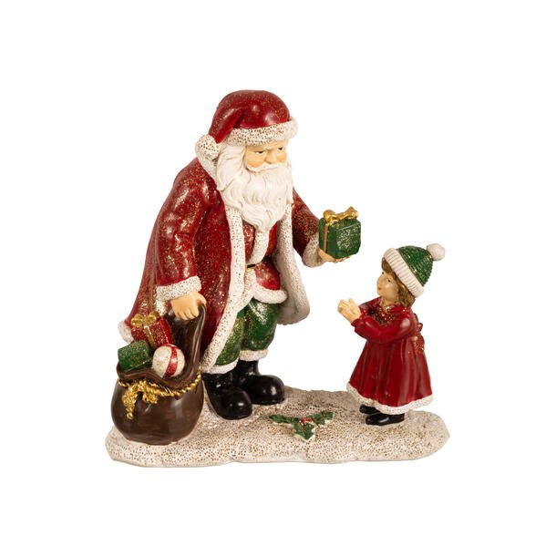 VAKKER FIGUR, NISSE MED GAVESEKK, 13,5 X 14 CM