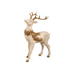 VAKKER FIGUR, RDYR STENDE MED GULLKRANS  17 x 11 x 23 CM