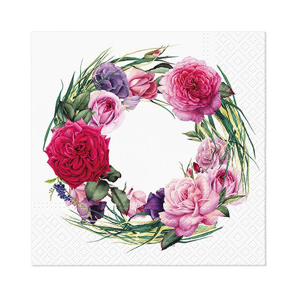 NYDELIG SERVIETT MED BLOMSTERKRANS, LUNCH