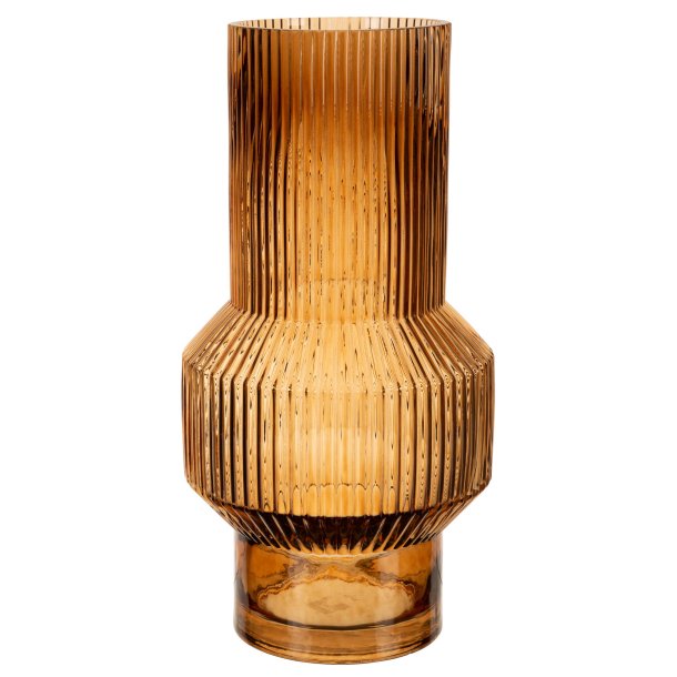 LEKKER GLASSVASE, COGNACFARGET, H 35 CM