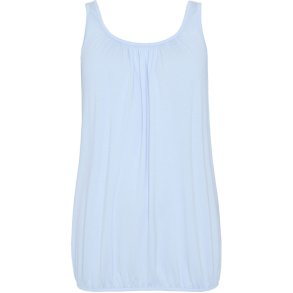 NYDELIG ENSFARGET TOPP MED STRIKK NEDE, VISCOSE JERSEY, LYS BL