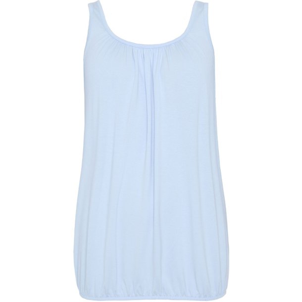 NYDELIG ENSFARGET TOPP MED STRIKK NEDE, VISCOSE JERSEY, LYS BL