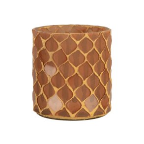 NYDELIG MOSAIKK LYSGLASS, NOUGAT, 7 X 8 CM