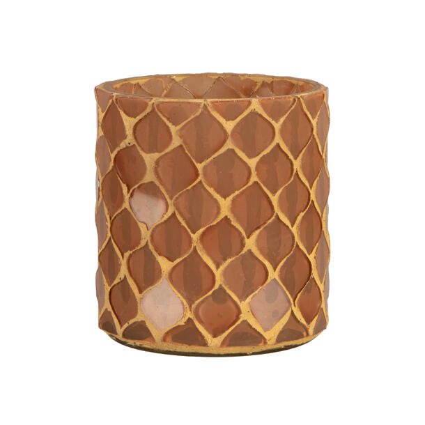 NYDELIG MOSAIKK LYSGLASS, NOUGAT, 7 X 8 CM