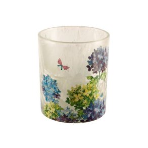 DET VAKRESTE LYSGLASS MED HORTENSIA MOTIV, 12 x 18 CM