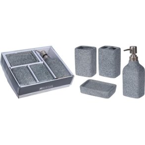 NYDELIG BADEROMS SETT I KERAMIKK, SEMENT LOOK, 4 DELER