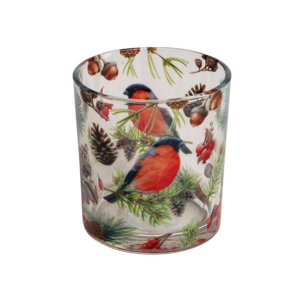 NYDELIG LYSGLASS MED DOMPAPP MOTIV, 7 X 8 CM