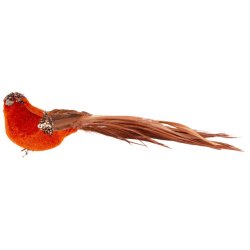 VAKKER FUGL MED KLYPE, AMBER, 21 CM
