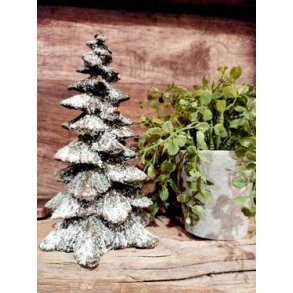 VAKKERT JULETRE, BRUNT MED GLITTERSN, H 17 CM