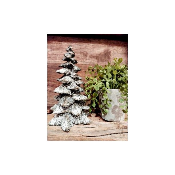 VAKKERT JULETRE, BRUNT MED GLITTERSN, H 17 CM