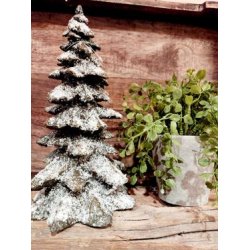 VAKKERT JULETRE, BRUNT MED GLITTERSN, H 20 CM