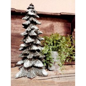 VAKKERT JULETRE, BRUNT MED GLITTERSN, H 25 CM