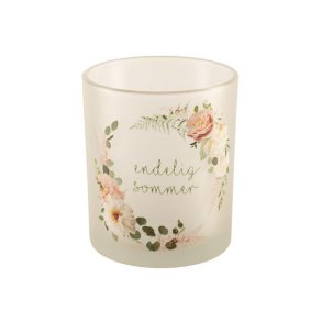 DET LEKRESTE LYSGLASS MED ROSEMOTIV OG TEKST 