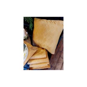 LEKKERT PUTETREKK, OKERGUL, MYK VELOUR, 45 X 45 CM