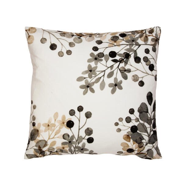 NYDELIG VELUR PUTETREKK, OFFWHITE MED MNSTER, 45 X 45 CM