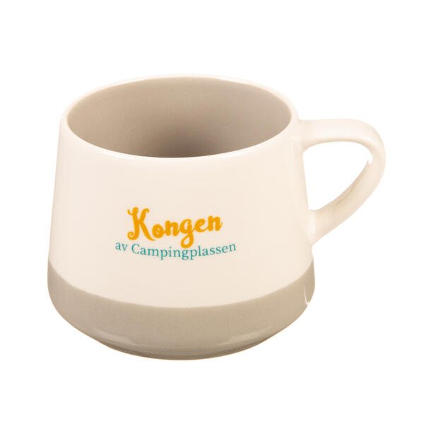 HERLIG KRUS MED TEKST "KONGEN AV CAMPINGPLASSEN", 7,5 X 9,5 CM (275 ML)