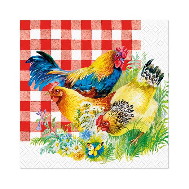 NYDELIG SERVIETT MED HANEMOTIV, LUNCH