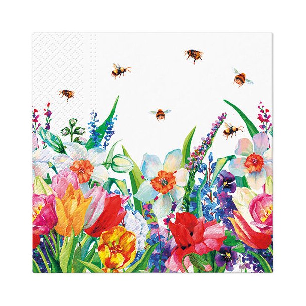 NYDELIG SERVIETT MED BLOMSTER OG BIER, LUNCH