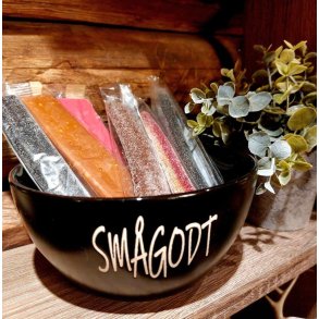 KOSELIG KERAMIKK SKL TIL SMGODT, SVART, 15,5 x 7,5 CM