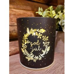NYDELIG BATTERILYKT MED TIMER, KRANS OG GOD JUL, SVART, 9 X 10 CM
