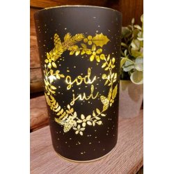 NYDELIG BATTERILYKT MED TIMER, KRANS OG GOD JUL, SVART, 9 X 15 CM