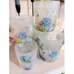 DUFTLYS I GLASS MED HORTENSIA MOTIV, 7 x 8 CM