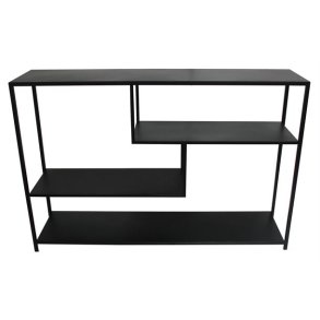 TRENDY VEGGBORD MED HYLLER I METALL, SORT, 120 X 30 X 81 CM