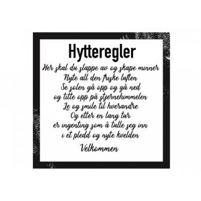 NYDELIG SERVIETT MED TEKST,HYTTEREGLER, LUNCH